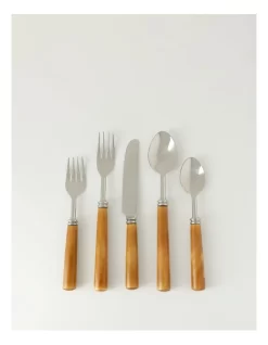 Wood Look Resin Cutlery Set 16pc