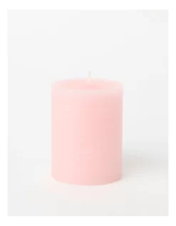 Heritage Rustic Scented Pillar Candle Indian Rose & Sweet Almond 9cm In Pink