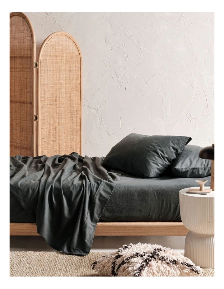 Linen House Plain Dyed Flannelette Sheet Sets In Charcoal 3 Linen House Plain Dyed Flannelette Sheet Sets In Charcoal