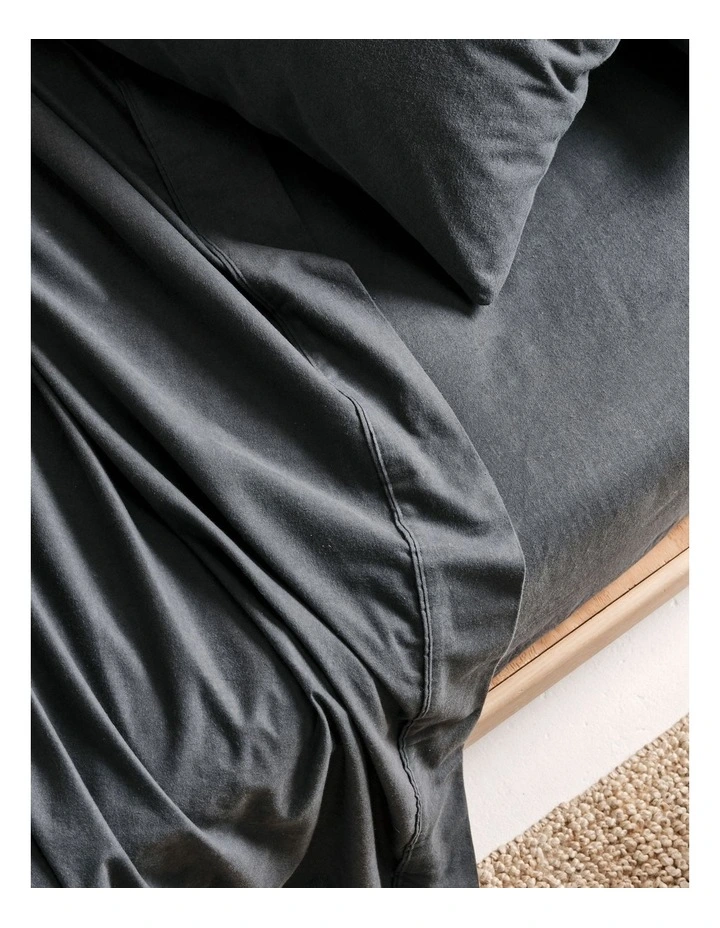 Linen House Plain Dyed Flannelette Sheet Sets In Charcoal 4 Linen House Plain Dyed Flannelette Sheet Sets In Charcoal - Image 2