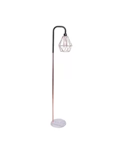 Geometric Rose Gold Floor Lamp With Marble Base