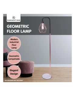 Geometric Rose Gold Floor Lamp With Marble Base -Household Items Shop 869502520 3 720x928