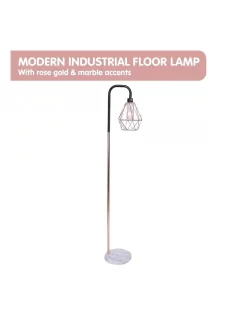 Geometric Rose Gold Floor Lamp With Marble Base -Household Items Shop 869502520 5 720x928