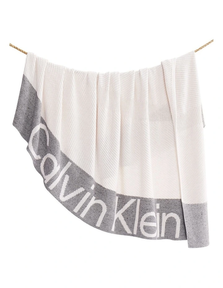 Calvin Klein Chevron Knit Throw Light Grey 3 Calvin Klein Chevron Knit Throw Light Grey