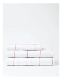 Window Pane Jersey Sheet Set Pink/White