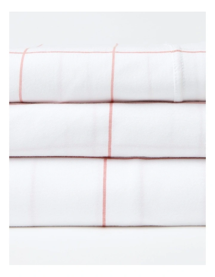 Window Pane Jersey Sheet Set Pink/White 4 Window Pane Jersey Sheet Set Pink/White - Image 2