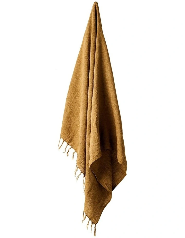 Vintage Linen Fringe Throw In Bronze 3 Vintage Linen Fringe Throw In Bronze