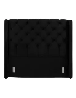 Luxor Tufted & Wing Headboard 150 Black Velvet