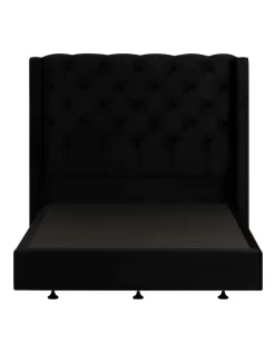 Luxor Tufted & Wing Headboard 150 Black Velvet -Household Items Shop 893597050 4 720x928