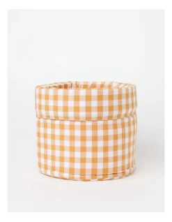 Heritage Gingham Orange Bread Basket Large In Orange