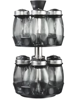 12 Piece Spice Jar Set With Carousel Stand In Black