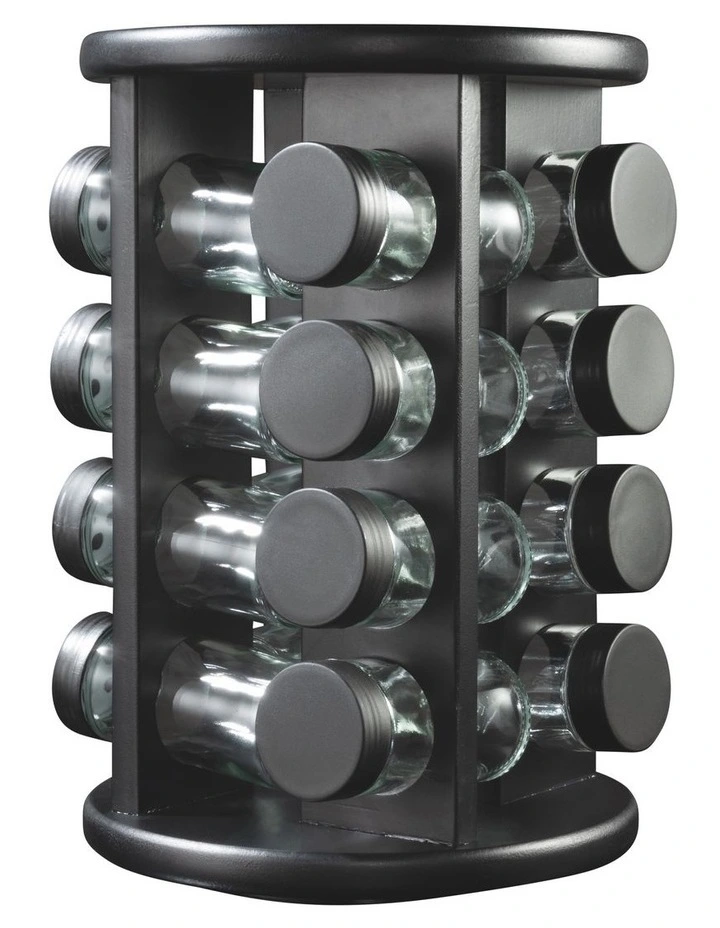 16 Piece Spice Jar Set With Rotating Carousel Rack In Black 3 16 Piece Spice Jar Set With Rotating Carousel Rack In Black