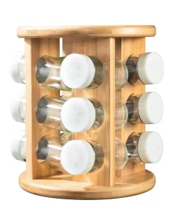 12 Piece Spice Jar Set With Carousel Stand In Natural