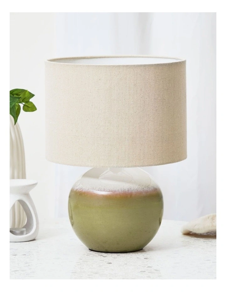 Douglas Green Stain Ceramic Table Lamp 37x27x27cm In Natural 4 Douglas Green Stain Ceramic Table Lamp 37x27x27cm In Natural - Image 2