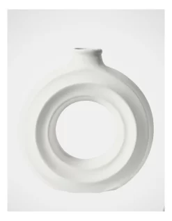 Round Ceramic Vase 25x6.5x23cm In White
