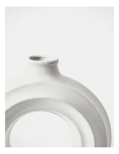 Round Ceramic Vase 25x6.5x23cm In White -Household Items Shop 897921010 3 1 720x928