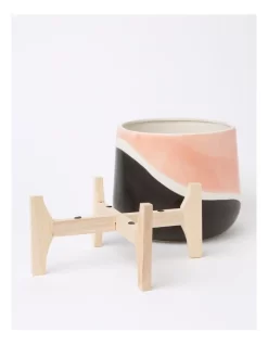 Halden Ceramic Planter With Bamboo Stand 27m In Multi -Household Items Shop 898191280 4 720x928