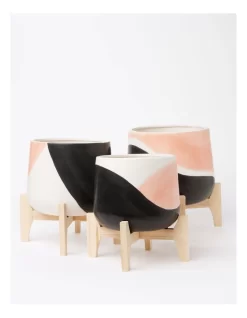 Halden Ceramic Planter With Bamboo Stand 27m In Multi -Household Items Shop 898191280 6 720x928