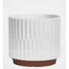 Akia Ribbed Ceramic Planter 20.5x20.5x19.5cm In White -Household Items Shop 898192630 1 2 720x928