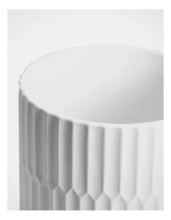Akia Ribbed Ceramic Planter 20.5x20.5x19.5cm In White -Household Items Shop 898192630 3 2 720x928