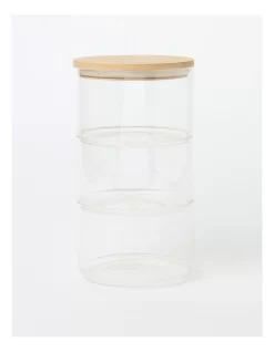 3 Teir Glass Jar With Bamboo Lid