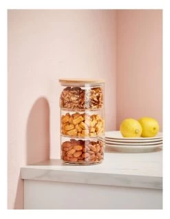3 Teir Glass Jar With Bamboo Lid -Household Items Shop 898531840 4 720x928