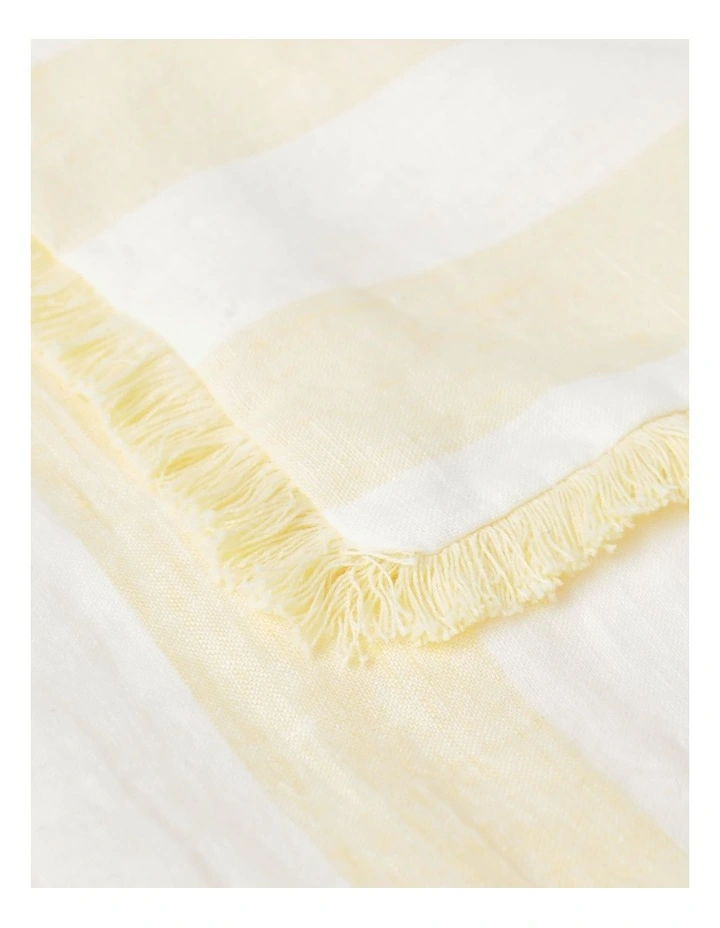Fringed Linen Table Runner Wide Stripe In Yellow 5 Fringed Linen Table Runner Wide Stripe In Yellow - Image 3