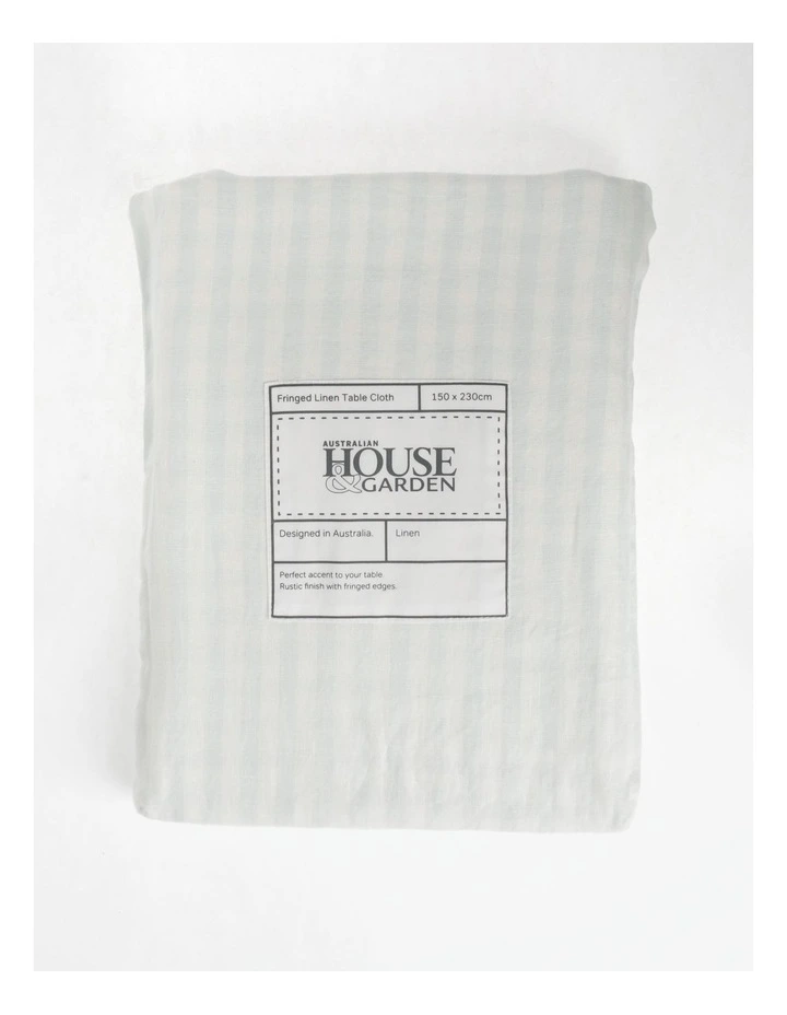 Fringed Linen Tablecloth Fine Lines In Morning Mist 3 Fringed Linen Tablecloth Fine Lines In Morning Mist