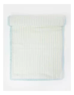 Fringed Linen Table Runner Fine Lines In Morning Mist