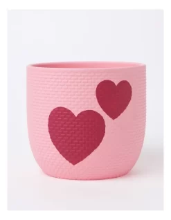 Rubberised Planter Heart Pot 15.5X18cm In Pink