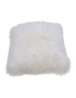 Naturally Sheepskins Long Wool Mongolian Sheepskin Cushion Cover Ivory