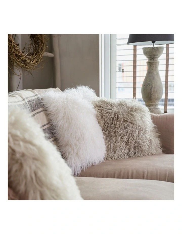 Naturally Sheepskins Long Wool Mongolian Sheepskin Cushion Cover Ivory 4 Naturally Sheepskins Long Wool Mongolian Sheepskin Cushion Cover Ivory - Image 2