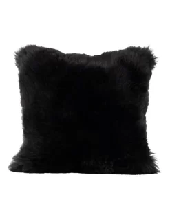New Zealand Sheepskin Cushion Cover In Black
