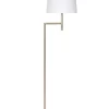Metal Floor Lamp In Antique Brass Finish With Cream Linen Fabric Shade -Household Items Shop 906910390 1 720x928