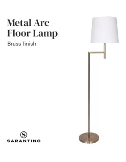 Metal Floor Lamp In Antique Brass Finish With Cream Linen Fabric Shade -Household Items Shop 906910390 4 720x928