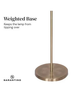 Metal Floor Lamp In Antique Brass Finish With Cream Linen Fabric Shade -Household Items Shop 906910390 7 720x928