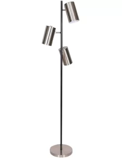 3-Shade Metal Floor Lamp In Nickel/Black