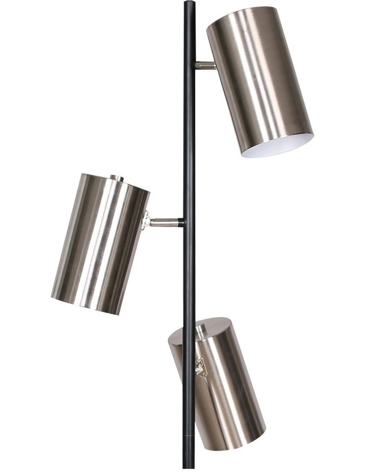 3-Shade Metal Floor Lamp In Nickel/Black 4 3-Shade Metal Floor Lamp In Nickel/Black - Image 2