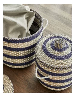 Heritage Skyros Seagrass Basket Set Of 2 In Natural/Blue -Household Items Shop 912086830 3 720x928