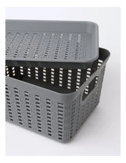 Rattan Look Small Basket 27x19x13cm In Grey -Household Items Shop 913371580 3 720x928