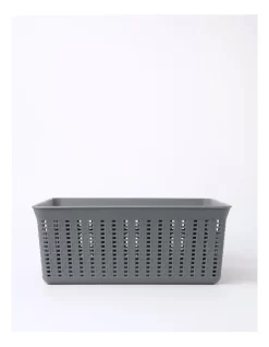 Rattan Look Large Basket 41x37x16cm In Grey