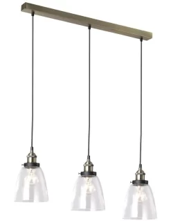 Rosa 3 Light Pendant Light Antique Brass -Household Items Shop 913594330 2 720x928