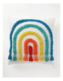 Tufted Rainbow Cushion In Multi: 45x45 Cm