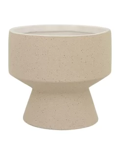 Cleo Stone Ceramic Planter Short D16xH14cm Beige