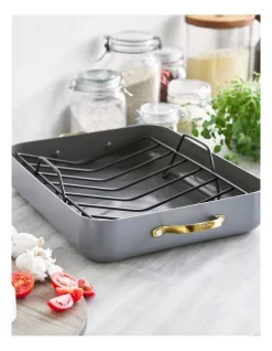 Greenpan Reserve 40.6x33cm Open Rectangular Roaster With Rack In Grey -Household Items Shop 914826430 4 720x928