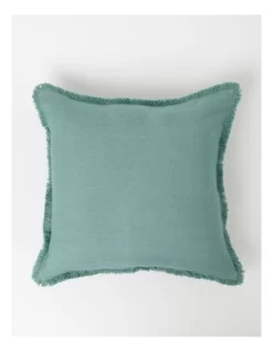 Boardwalk Linen Frayed Edge Cushion 50x50cm In Eucalyptus