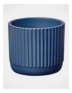 Dakota Ribbed Terracotta Planter Pot 14cm In Navy