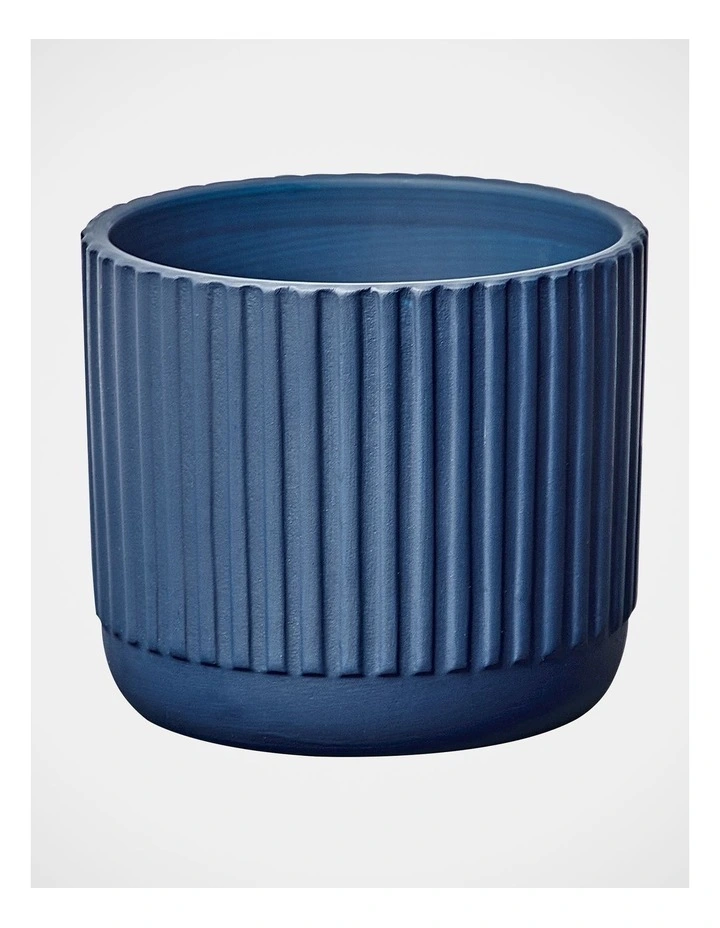 Dakota Ribbed Terracotta Planter Pot 14cm In Navy 3 Dakota Ribbed Terracotta Planter Pot 14cm In Navy