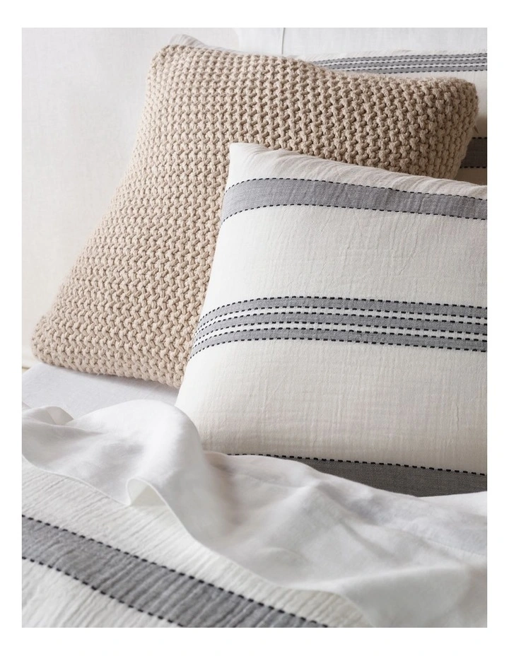 Lagoon Cotton Gauze Stripe Quilt Cover Set In Grey 5 Lagoon Cotton Gauze Stripe Quilt Cover Set In Grey - Image 3