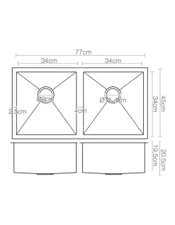 Stainless Steel Kitchen Sink 77X45mm In Black 15 Stainless Steel Kitchen Sink 77X45mm In Black -Household Items Shop 925303060 7 720x928